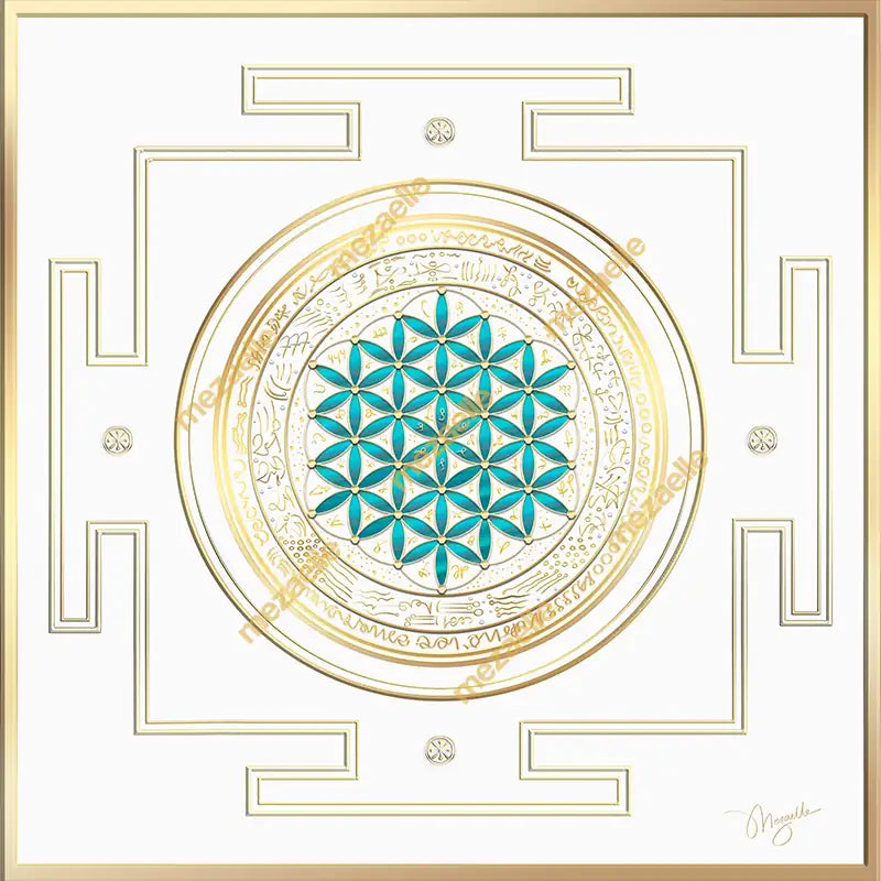 Mandala Stellaire « Fleur de Vie » Turquoise - Protection, confiance et présence de la Mère Divine