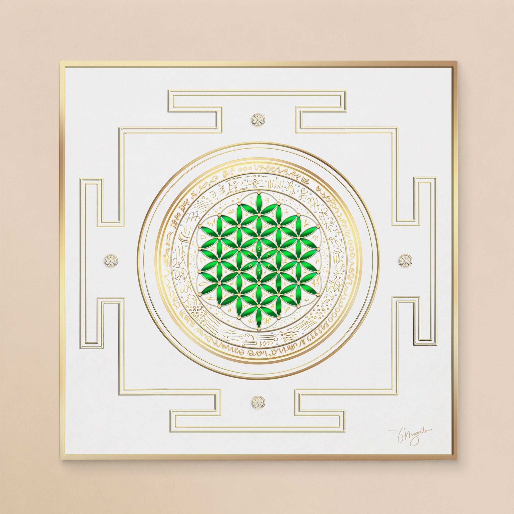Mandala Stellaire « Fleur de Vie » Emeraude - Guérison, abondance et rayonnement au cœur de votre quotidien.